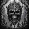 Dark Forest Skull Shadow Art
