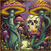 Mushroom Forest Skull Design