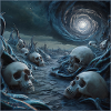 Eerie Skullscape Under Cosmic Swirl