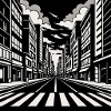 Urban Street Perspective – Black & White Art