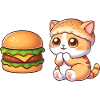 Cute Cat Cartoon Fast Food Cheeseburger