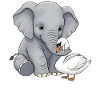 Cute elephant friend with goose