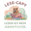 Capybara reading between stacks of books