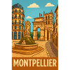 Montpellier fountain and historic architecture