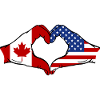 Canada USA flag heart shape