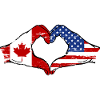 Canada USA flag heart shape used