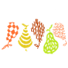 Artistic fruit motifs on clothes