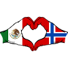 Mexico Norge flagg hender hjerteform