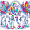 Lebendiges Neon-Stadtpaar