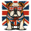 Bulldog with British Flag Accessories