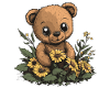 Bear with sunflowers
