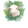 Sheep with leaves