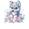 Husky with roses