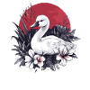 Cygne avec des fleurs