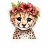 Cheetah with flower wreath