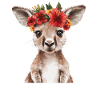 Kangaroo with flower wreath
