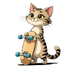 Kitten with skateboard illustration