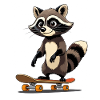 Cute raccoon skateboard design