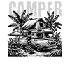 Camper Van Vacation Lifestyle Illustration