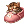 Katze Kätzchen schläft im Schuh