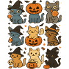 Whimsical Halloween Cat Collection