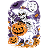 Halloween Skeleton Witch with Pumpkins