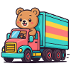 Cheerful bear rides his truck
