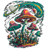 Psychedelic Cosmic Mushrooms Artwork