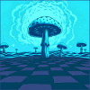 Futuristic Blue Psychedelic Mushroom Scene
