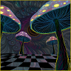 Psychedelic Mushroom Forest Scene