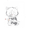 Chat samouraï drôle, art japonais