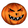 Creepy pumpkin head with evil grin
