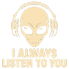 alien with headphones