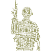 Soldier Silhouette Made of Military Gear 