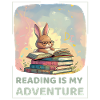 Rabbit reading with adventure style