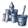 Whimsical Sandcastle and Bucket Design