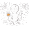 Schauriger Geist mit Halloween-Logo