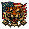 Patriot Tiger with American Flag