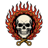Flaming Flamed Skull in Flame Chain