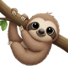 Cute sloth with branch