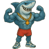 requin-bande dessinée-bodybuilder