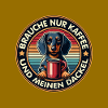 Dachshund dog with coffee cup saying