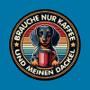 Hund Dackel mit Kaffeetasse Retro Design