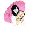 Asian beauty with pink umbrella