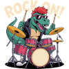 Punk Rock T-Rex Dinosaur Drummer - Percussion