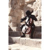 Futuristic Astronaut Playing Cello on Stones