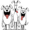 Divertente disegno del trio di cani dei cartoni animati