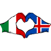 Italy Iceland flag hands heart shape