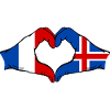 France Iceland flag hands heart shape