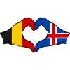Belgium Iceland Flag Hands Heart Shape
